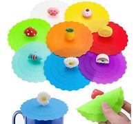 AICHUANG 8 coperchi in silicone per tazze, coperchi in silicone, riutilizzabili, antipolvere, coperchio a prova di perdite, per caffè e birra, bicchieri da vino per uso domestico