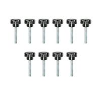 Aicosineg Star Knobs - Pomello di serraggio con filettatura maschio, vite di serraggio manuale, parti di ricambio M8 x 32 mm, lunghezza 50 mm, nero, 10 pezzi