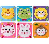 Aicoyiu Set di bambole da ricamo per bambini, kit di cucito e artigianato, facile da fare, progetti di cucito con animali in stile cartone animato, tavola di filato, adesivi di animali in feltro per