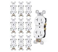 AIDA Presa duplex, presa a muro 20 Amp 125 V, residenziale, 3 fili, autofondante, certificato UL, cavo push e laterale, bianco (confezione da 10)