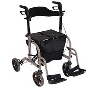 Aidapt Duo Deluxe Grigio Pieghevole Leggero Peso 4 Ruote Rollator Transit Chair Aiuto Mobility Aid con Sedile, Piastre, Borsa per il trasporto, Freni chiudibili e Pneumatici antiforatura per uso interno ed esterno.