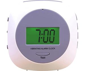 Aidapt Sveglia a vibrazione. Non disturbare il partner, con display LCD, con cinturino con clip, supporto integrato per supporto da scrivania, funzione snooze, retroilluminazione integrata