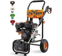 AidBuilt Idropulitrice a gas da 3500 PSI, idropulitrice ad alta potenza da 2,3 GPM con motore da 209 CC, tubo flessibile da 25 m, 4 ugelli a connessione rapida, per la pulizia di pareti, veicoli