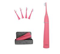AIDBYIOT Spazzolino elettrico pieghevole Sonic Rosa Autopulente Viaggio Ricaricabile Portatile 4 Testine Borsa da Viaggio