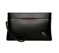 Aideal Pochette in Pelle PU Uomo Nera Borsello a Mano Borsa da Polso con Zip Handbag Portatile Ideal per ufficio/business/casual/appuntamenti
