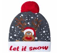 AIDEAONE Cappellino Lavorato a Maglia con Cappelli di Natale Caldi Lascia Che Nevichi Berretto Illuminato a LED per Regali di Natale