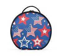 aidingzhi 4th Of July Independence Day Red and Blue Stars Cosmetics, borsa verticale autoportante grande per cosmetici da donna con divisori regolabili 27,9 cm