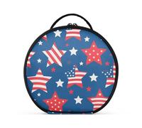 aidingzhi 4th Of July Independence Day Red and Blue Stars Makeup Bags con scomparti e manico elegante borsa cosmetica da viaggio per donne con divisori regolabili 27,9 cm