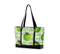 aidingzhi Acquerello Verde Mele Plaid semplice borsa per le donne 14 con borsa con cerniera per il lavoro per Viaggi Palestra Vacanza con