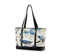 aidingzhi Acquerello Wild Duck Denim Crema Bianco Borse impermeabili per laptop per le donne con cerniera tote con cerniera per la scuola con