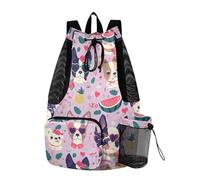 aidingzhi Adorabile borsa da spiaggia con coulisse per San Valentino con cani carini con supporto per bottiglia d'acqua impermeabile