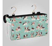 aidingzhi Aoston - Organizer natalizio da appendere al comodino con due tasche in rete, per dormitorio universitario, sponde letto ospedaliere, campeggio, con simpatico cane verde menta