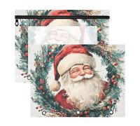 aidingzhi Astucci con 3 occhielli rinforzati, portapenne per raccoglitori a 3 anelli, confezione da 2 pezzi, per studenti abbo Natale su una ghirlanda, stile acquerello