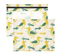 aidingzhi astucci con cerniere lisce, cartelle tascabili per lettere A4, confezione da 2 pezzi, per studenti, forniture per aule Oliver Jeffers, stile anatra, freccia, burro, giallo, smeraldo