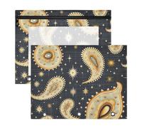 aidingzhi Astucci multiuso in plastica per raccoglitori a 3 anelli, confezione da 2 pezzi, per insegnanti, articoli artistici per riporre Wasteland Punk Paisley bronzo blu scuro