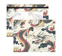 aidingzhi astucci per matite con cerniere lisce Borsa per A4 Carta Lettera 2 Pack Studenti College Forniture Retro Drago Cinese