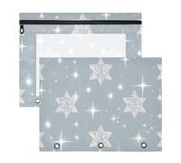 aidingzhi astucci robusti 3 anelli tasca per A4 carta lettera 2 pack insegnante ufficio finto glitter argento stella