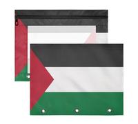 aidingzhi Astuccio a 3 fori con tasca a 3 fori per lettere A4, confezione da 2 pezzi, per insegnanti, università, bandiera della Palestina, verde e nero