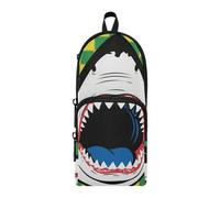 aidingzhi Astuccio a 3 scomparti in nylon con squalo verde e giallo bufalo astuccio per matite per studio universitario e arte multifunzionale cancelleria per scuola elementare