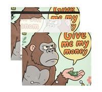 aidingzhi Astuccio adorabile a 3 anelli per raccoglitori a 3 anelli, confezione da 2 pezzi, per studenti a casa, Give Me My Money Gorilla