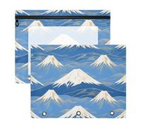 aidingzhi Astuccio adorabile con 3 fori per raccoglitori a 3 anelli, confezione da 2 articoli per la scuola per insegnanti, blu e bianco, Monte Fuji giapponese