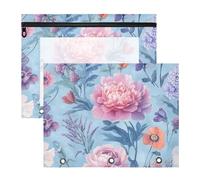 aidingzhi Astuccio con 3 anelli per lettere formato A4, confezione da 2 pezzi, per insegnanti, ritorno a scuola, fiori eleganti retrò