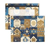 aidingzhi Astuccio con 3 occhielli rinforzati, perforatore a 3 fori, per lettere A4, confezione da 2 pezzi, per studenti di classe Boho, blu, oro, struttura regolare