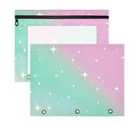 aidingzhi Astuccio con 3 occhielli rinforzati, tasca a 3 anelli per lettere di carta A4, confezione da 2 articoli per la scuola per insegnanti, forniture scolastiche infantili neon a forma di stella