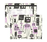 aidingzhi Astuccio con 3 occhielli rinforzati, tasca a 3 fori per raccoglitori a 3 anelli, confezione da 2 pezzi, per studenti, ufficio, stile Jon Klassen, design robot, viola