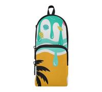 aidingzhi Astuccio con 3 scomparti in nylon con palme e graffiti estivi con manico, astuccio multiuso ed estetico per bambini, cancelleria per scuola superiore