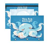 aidingzhi Astuccio con cerniera portapenne, per lettere A4, confezione da 2 pezzi, per insegnanti, ritorno a scuola, blu, animale, mare, oceano, mare