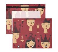 aidingzhi Astuccio con cerniera portapenne per raccoglitori a 3 anelli, confezione da 2 articoli artistici per studenti, design tribale principessa marrone
