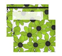 aidingzhi Astuccio con cerniere lisce, tasca a 3 fori per lettere A4, confezione da 2 pezzi, per studenti e università, dagli occhi neri, Susan Simple Line Art Valentinesnes verde erba