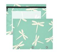 aidingzhi Astuccio con tasca con cerniera, per raccoglitori a 3 anelli, confezione da 2 pezzi, per studenti, classe Oliver Jeffers, libellula, marshmallow, giada