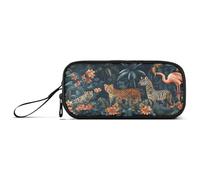 aidingzhi Astuccio grande in nylon con animali selvatici della giungla tropicale, grande capacità, astuccio per cancelleria scolastica per ragazze adolescenti