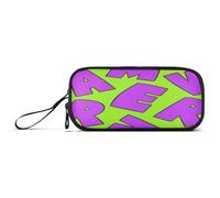 aidingzhi Astuccio in nylon con lettere graffiti verde fluorescente per adolescenti astuccio grande capacità con scomparti organizer per cancelleria per ragazze elementari