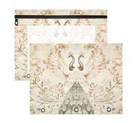 aidingzhi Astuccio multiuso per matite per lettere A4, confezione da 2 pezzi per insegnanti, forniture artistiche in stile vittoriano, motivo pavone, fiori, colori pastello