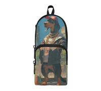 aidingzhi Astuccio portamatite con cane bassotto con catene dorate Urban Hip- Style Nylon 3 scomparti per adolescenti Astuccio per ragazze scuola cancelleria per scuola preppy