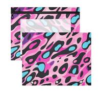 aidingzhi Astuccio portamatite portatile in plastica per lettere formato A4, confezione da 2 pezzi, per studenti con stampa leopardata blu pesca