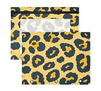 aidingzhi Astuccio portamatite portatile per raccoglitori a 3 anelli, confezione da 2 pezzi, per insegnanti nimali, leopardato, pelle, colore: oro e nero