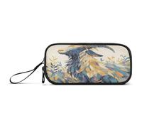 aidingzhi Astuccio portapenne vintage in nylon di capra con arte geometrica e grande capacità, organizer per cancelleria per studenti universitari