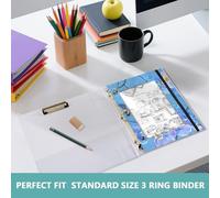 aidingzhi Astuccio robusto con 3 fori per lettere formato A4, confezione da 2 pezzi, per studenti e classi di cartoni animati con orchidee e fiori, blu