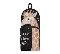 aidingzhi Astuccio scolastico con 3 scomparti, in nylon, con scritta "Just A Girl Who Loves Giraffe", grande capacità, astuccio per cancelleria per articoli scolastici