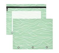 aidingzhi Astuccio trasparente con 3 anelli per lettere formato A4, confezione da 2 pezzi, per studenti, forniture artistiche minimaliste, verde acqua onda