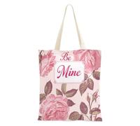 aidingzhi Be Mine, borsa in tela robusta con motivo floreale con rose e fiori di pesca, per donne, per lavoro, progetti fai da te, shopping, 40,6 x 38,1 cm, essenziale per la scuola
