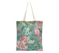 aidingzhi Be Mine Floral William Morris Style Teal Pesca Tote Borsa di Tela Grande Capacità Borse di Tela Per Le Donne Natale Pensione Shopping Spiaggia Lavoro 40,6 x 38,1 cm Scuola Essenziale