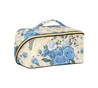 aidingzhi Beauty case blu con ali di rosa elefante con divisori grande borsa cosmetica per borsa con scomparti e maniglia