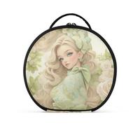 aidingzhi Beauty case da viaggio con bella principessa bionda con rosa bianca, verticale, autoportante, con cerniera, con divisori regolabili, 27,9 cm