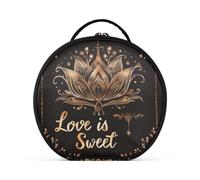 aidingzhi Beauty case in stile marocchino bohémien Love Is Sweet, in bronzo, con scomparti e manico, borsa per cosmetici essenziali, da donna, con divisori regolabili, 27,9 cm