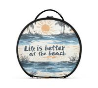 aidingzhi Beauty case Life Is Better at The Beach con scomparti e maniglia, elegante trousse da donna con divisori regolabili 27,9 cm